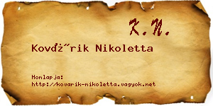 Kovárik Nikoletta névjegykártya
